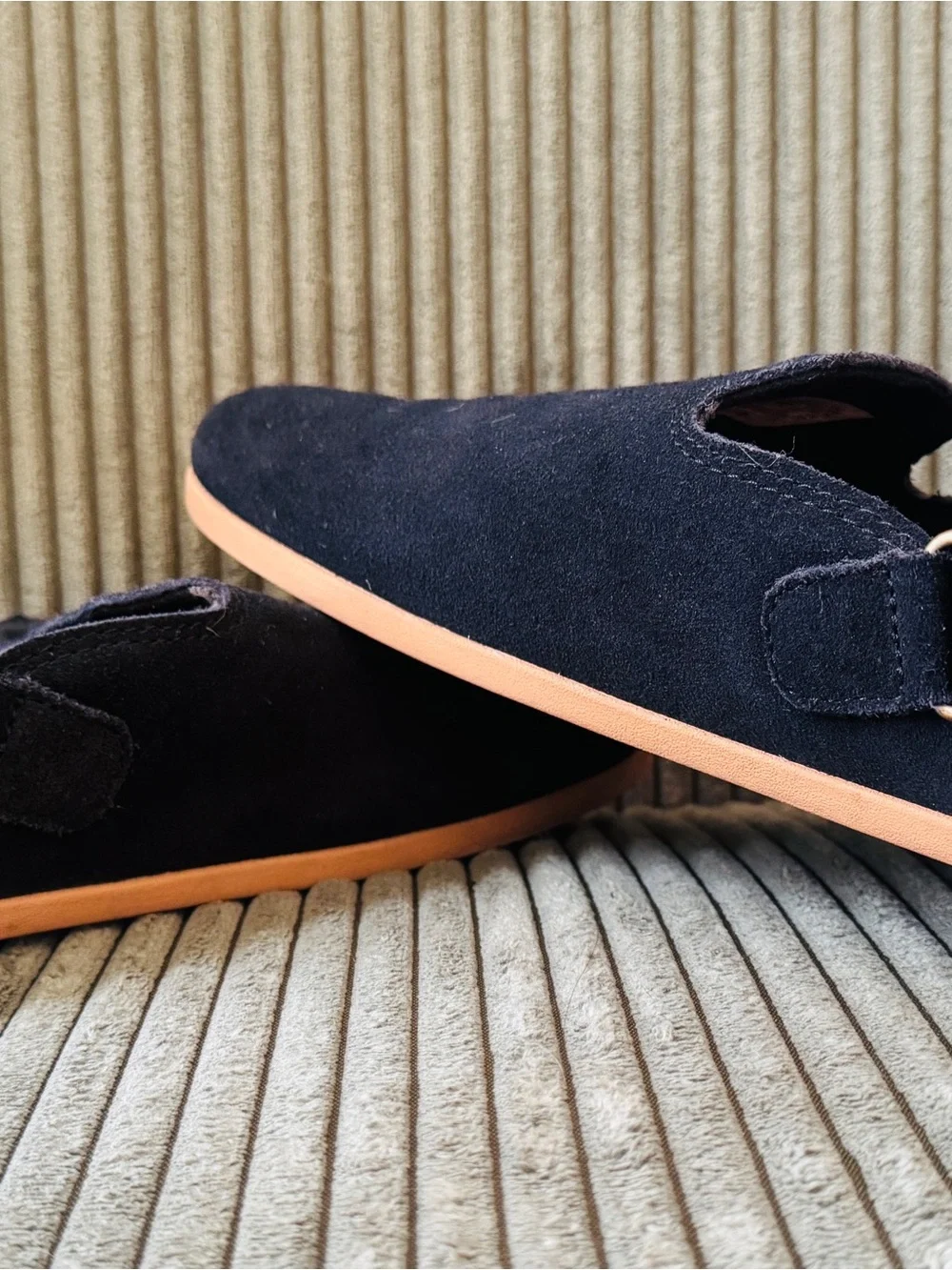 Reef Black Suede Slip-On Flats with Cork Insole